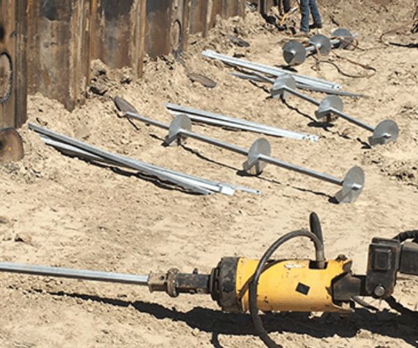 Horizontal Ground Anchors or Tieback Anchors are used in Earth